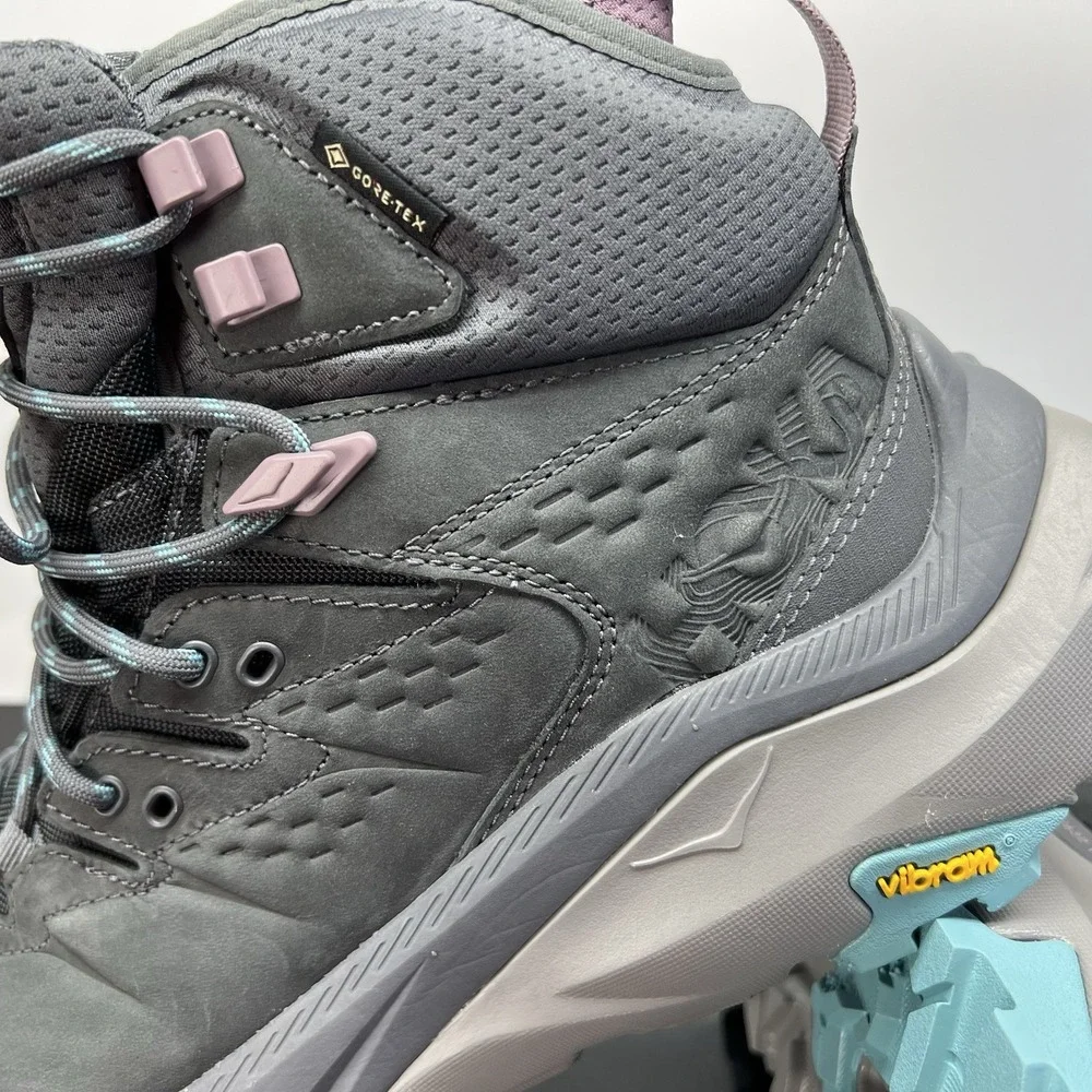 Hoka One One Kaha 2 GTX Womens Athletic Outdoor Hiking Boots Size 9 B Gray Blue